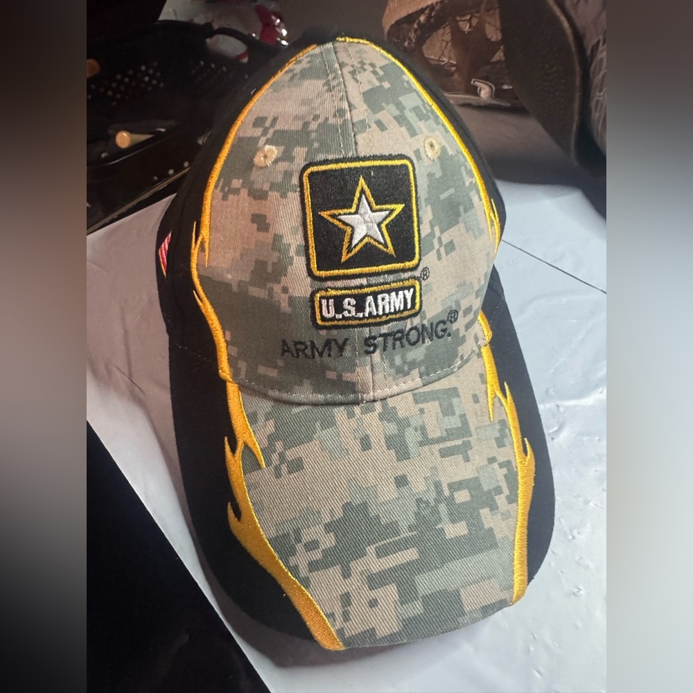 U.S. Army Digital Camo Cap with Yellow Trim